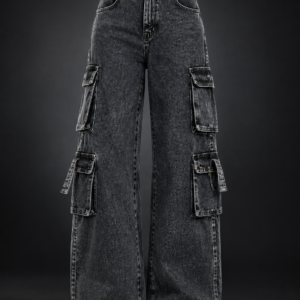 black wide leg cargo jeans